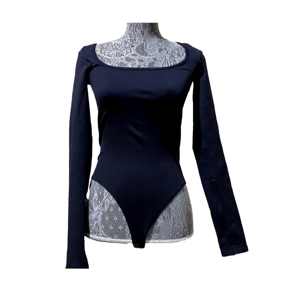 Simon Miller Long Sleeve Thong Bodysuit Top Bodysuit Square Neck Thong Shirt S